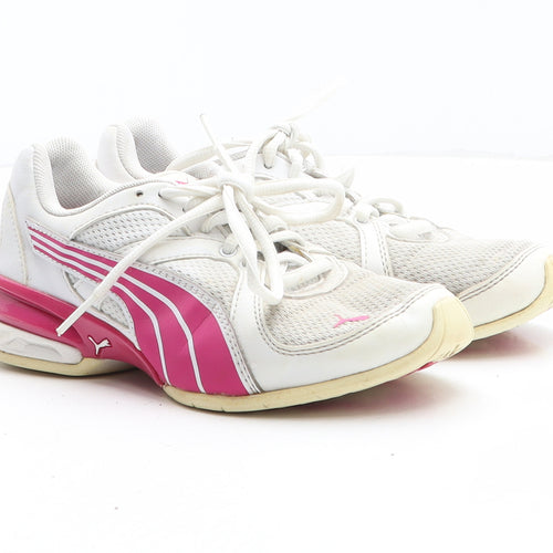 PUMA Girls White Synthetic Trainer UK 1