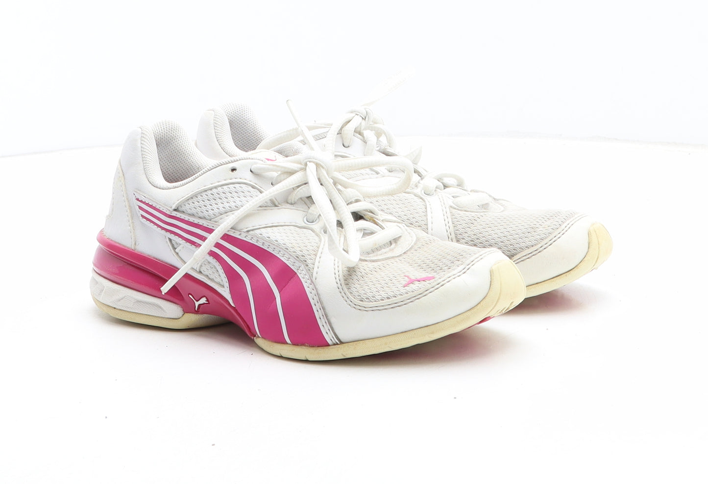 PUMA Girls White Synthetic Trainer UK 1