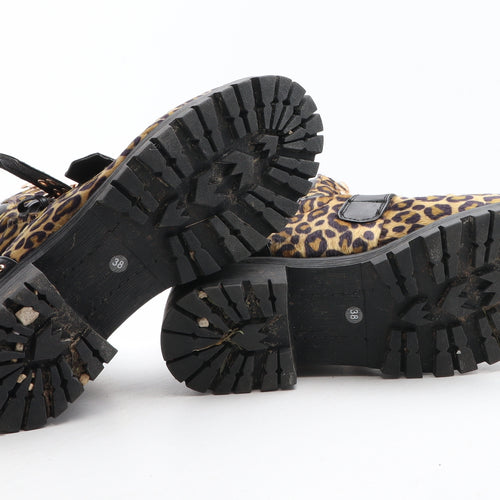 Vera Moda Womens Brown Animal Print Synthetic Biker Boot UK - Leopard Pattern
