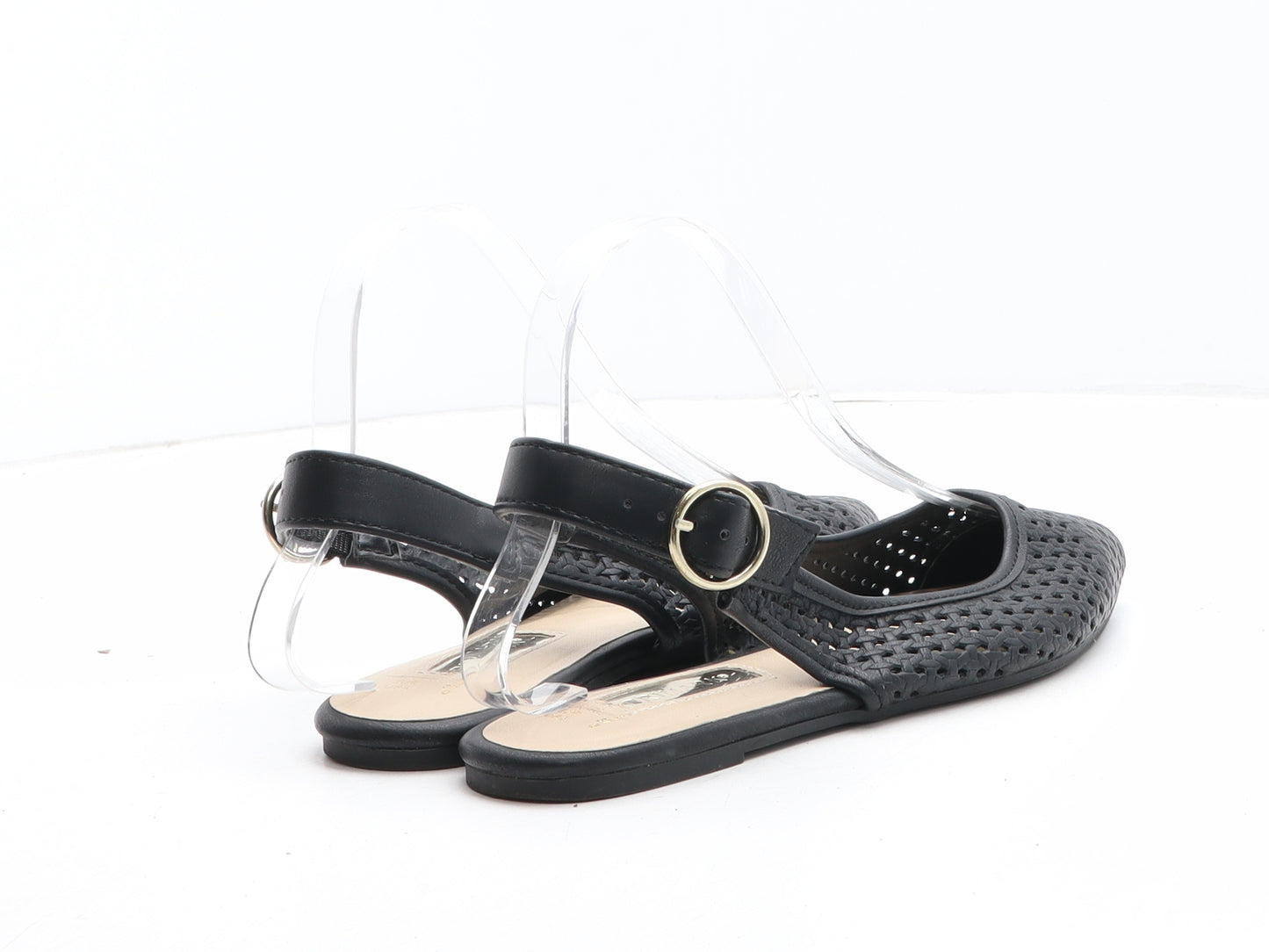 Primark Womens Black Geometric Synthetic Slingback Sandal UK