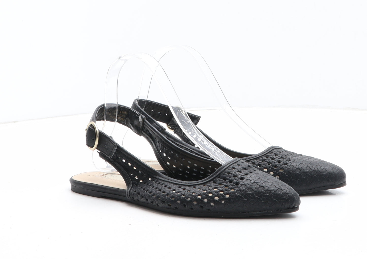 Primark Womens Black Geometric Synthetic Slingback Sandal UK