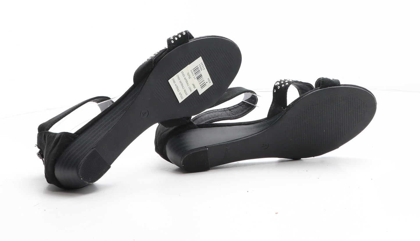 Lilley Womens Black Synthetic Slip On Flat UK