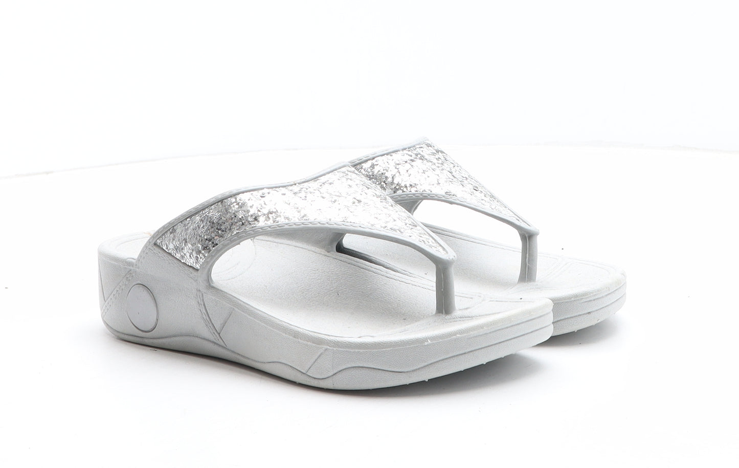 Preworn Womens Grey Synthetic Thong Sandal UK