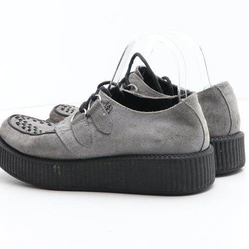 T.U.K Womens Grey Geometric Leather Slip On Casual UK