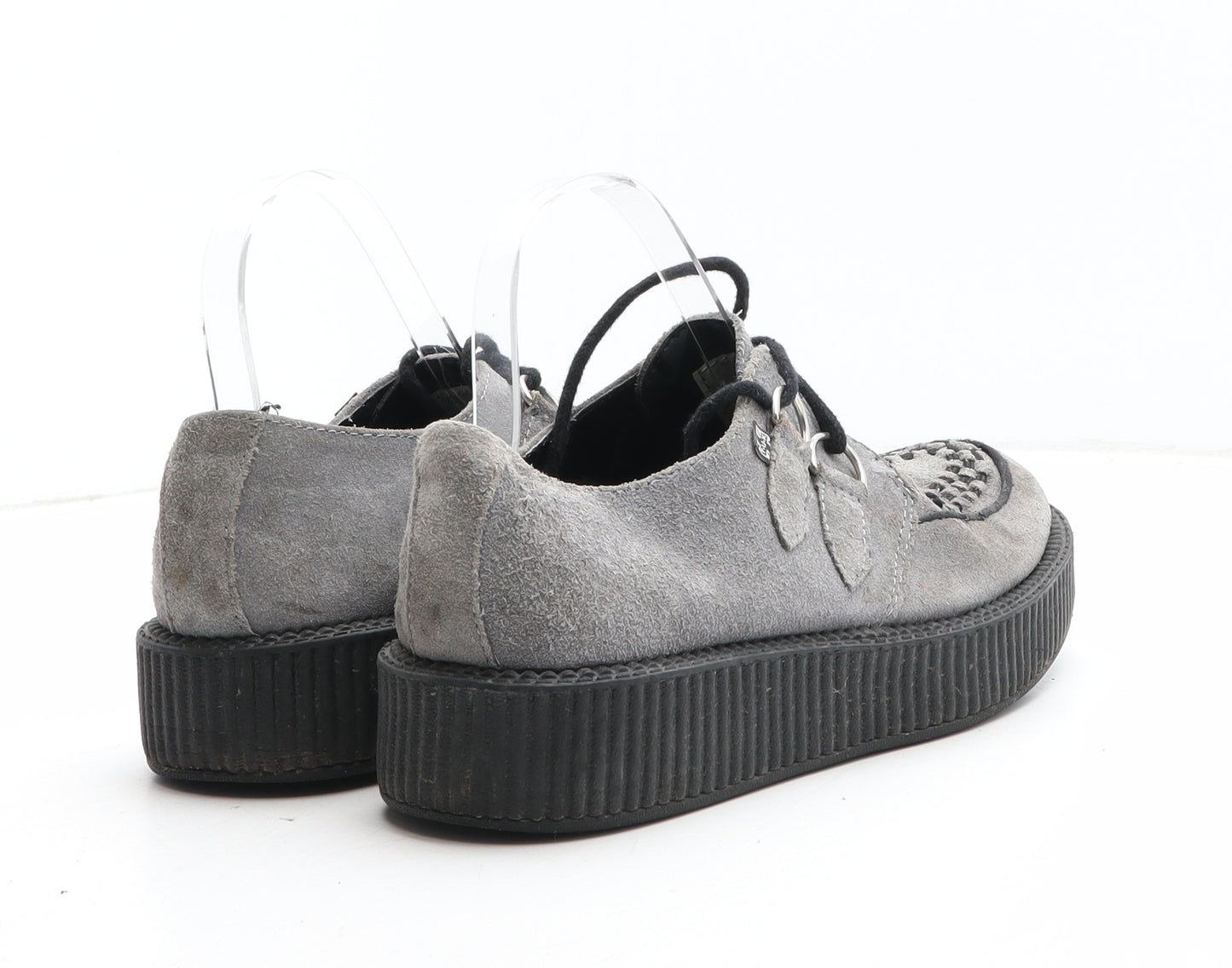 T.U.K Womens Grey Geometric Leather Slip On Casual UK