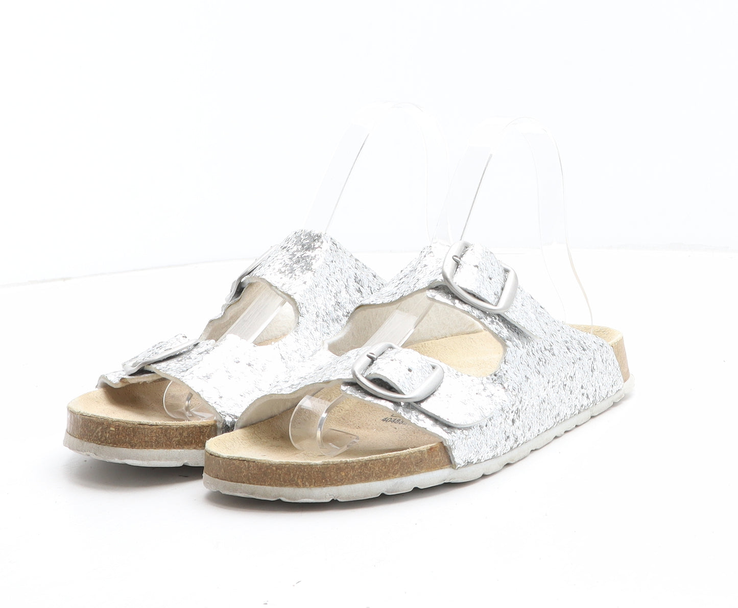Natural Walk Womens Silver Synthetic Slip On Sandal UK