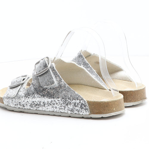 Natural Walk Womens Silver Synthetic Slip On Sandal UK