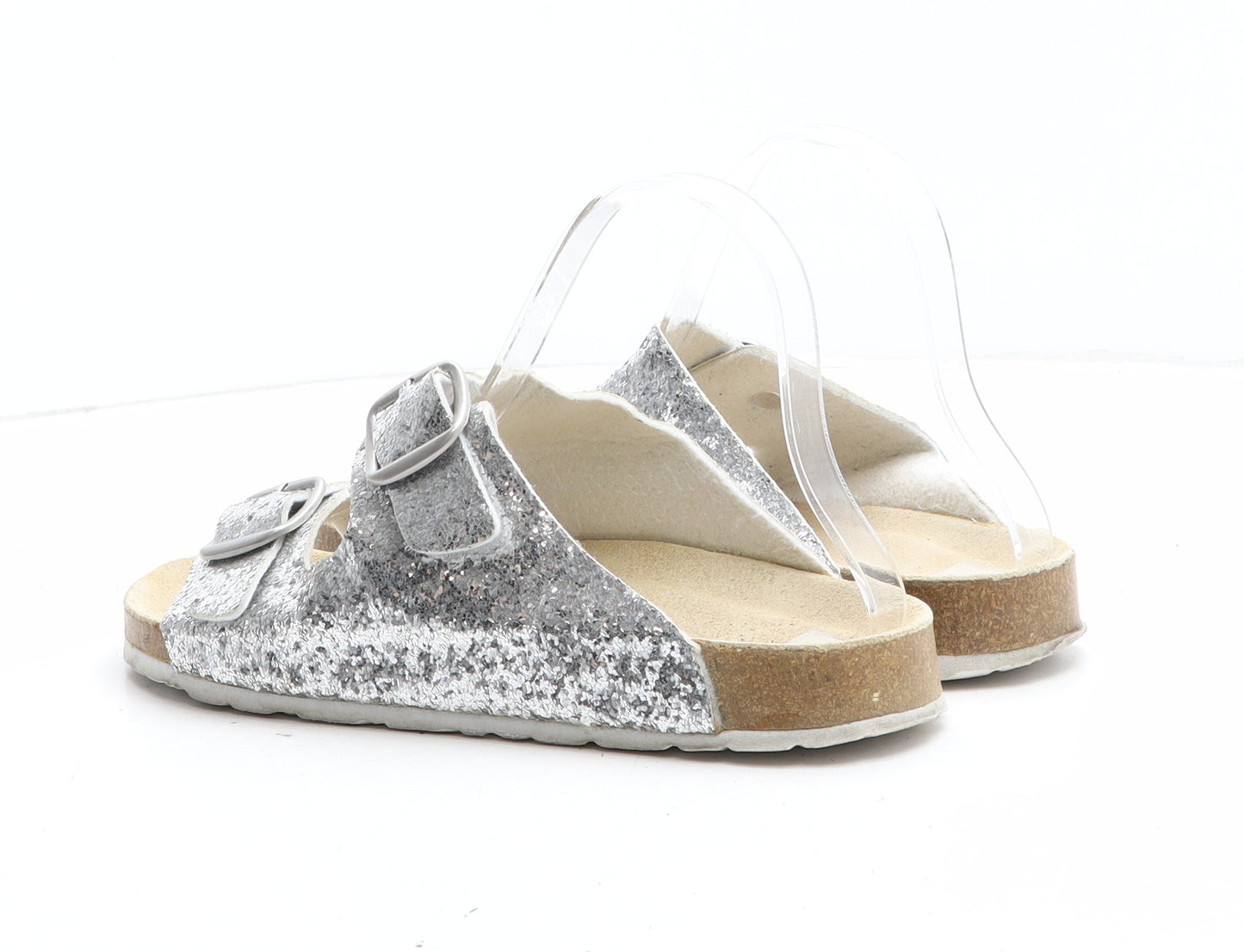 Natural Walk Womens Silver Synthetic Slip On Sandal UK