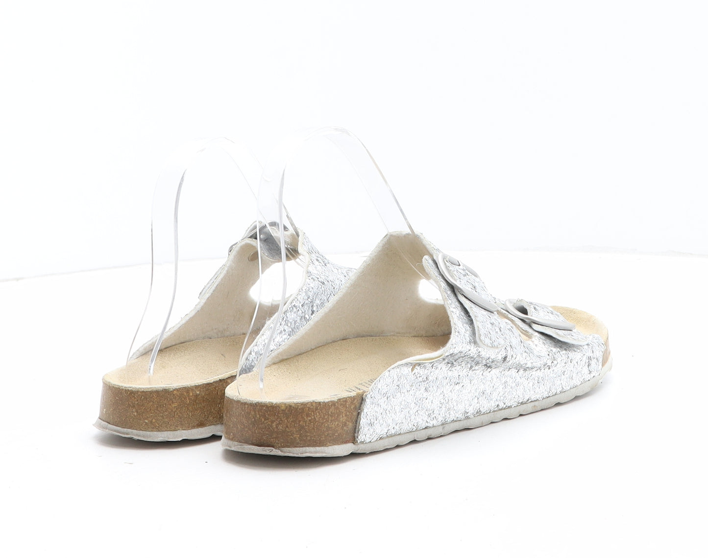 Natural Walk Womens Silver Synthetic Slip On Sandal UK