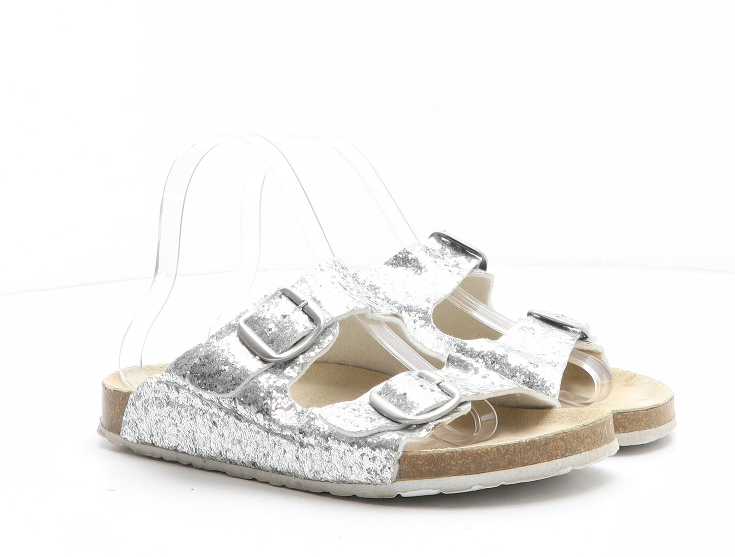 Natural Walk Womens Silver Synthetic Slip On Sandal UK