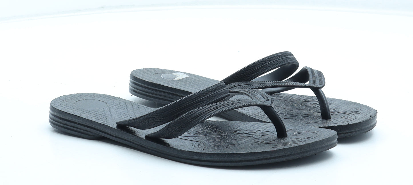 Preworn Womens Black Rubber Thong Sandal UK