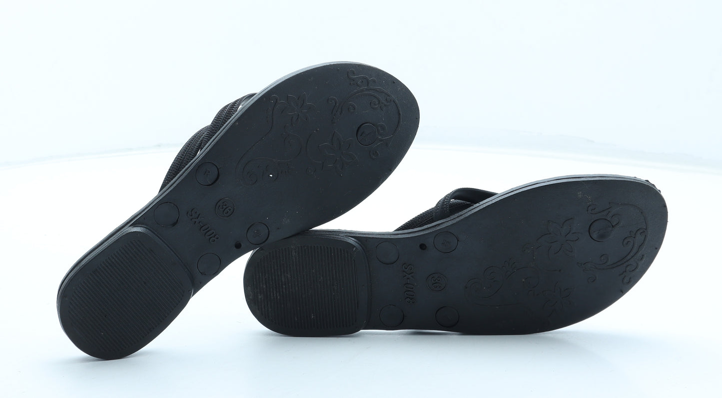Preworn Womens Black Rubber Thong Sandal UK