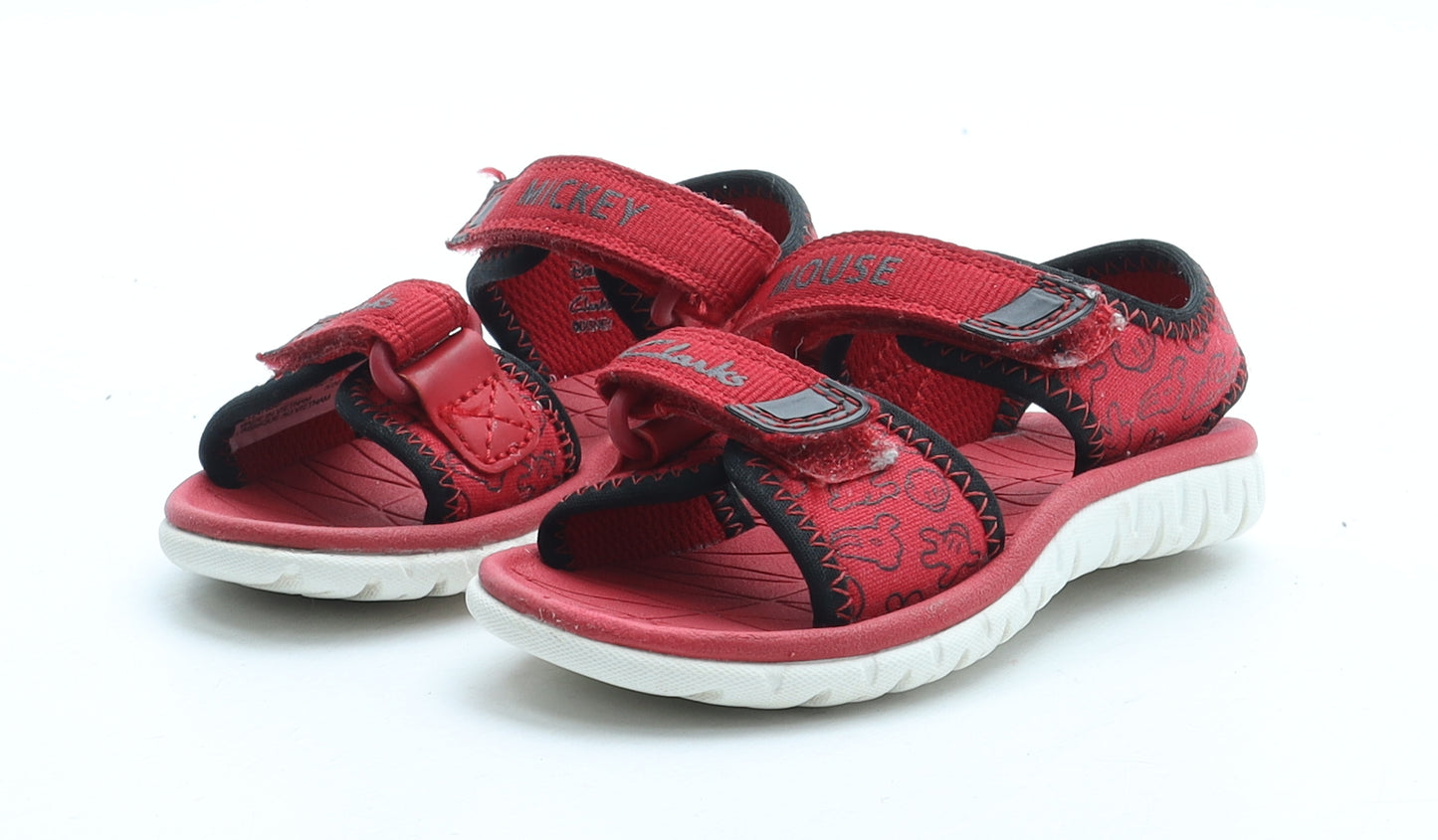 Clarks Boys Red Geometric Polyester Fisherman Sandal UK 4.5