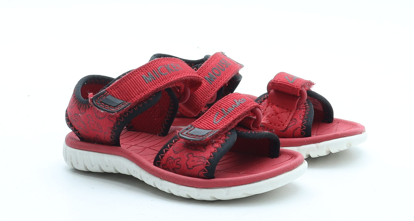 Clarks Boys Red Geometric Polyester Fisherman Sandal UK 4.5