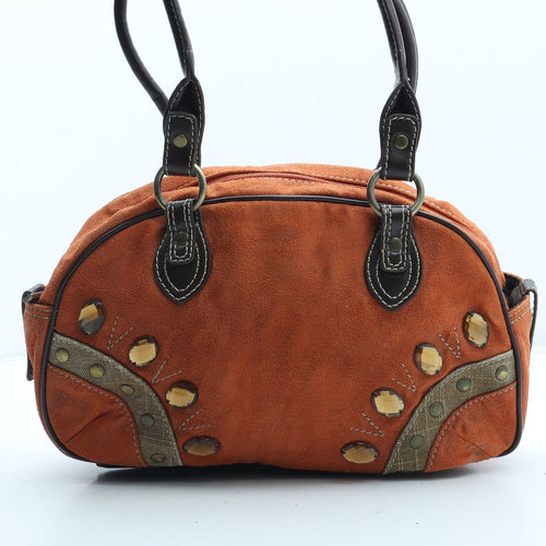 PW6 Womens Orange Leather Top Handle Bag Size Medium