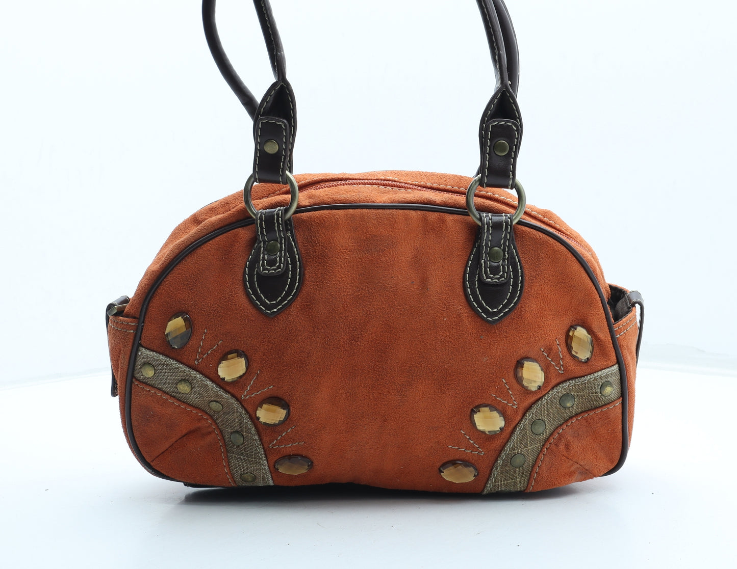 PW6 Womens Orange Leather Top Handle Bag Size Medium