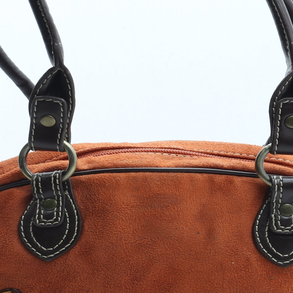 PW6 Womens Orange Leather Top Handle Bag Size Medium