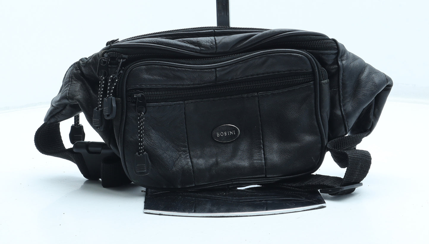 Bosini Womens Black Leather Belt Bag & Waist Pack Size Small