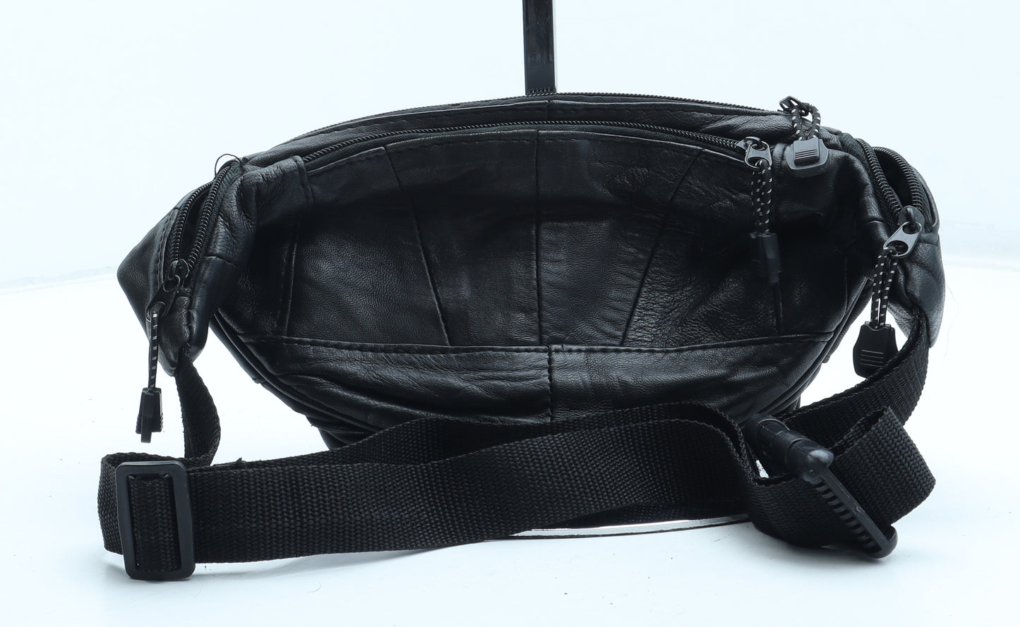 Bosini Womens Black Leather Belt Bag & Waist Pack Size Small