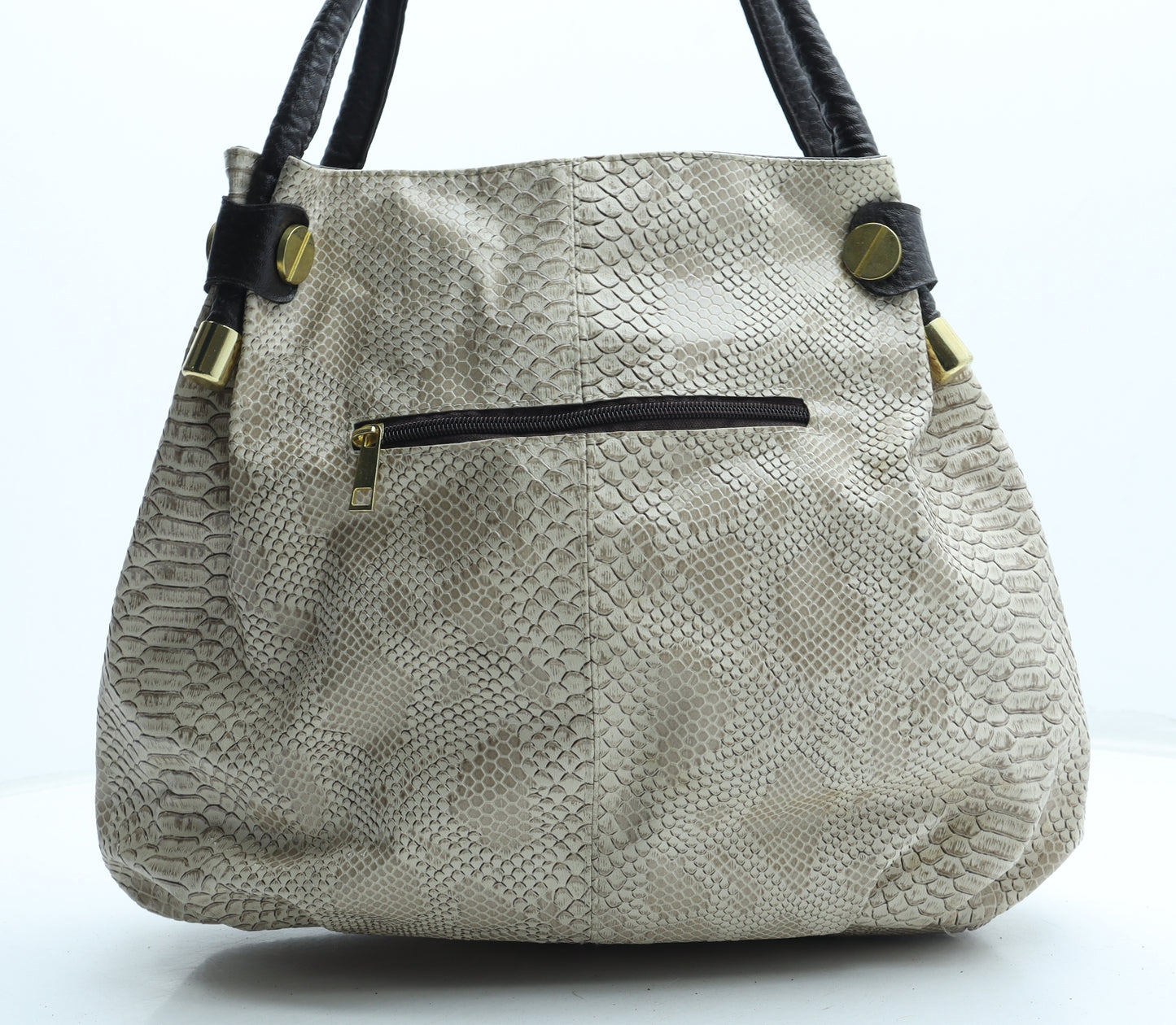 Michael Kors Womens Beige Polyurethane Shoulder Bag Size Large - Snakeskin Pattern