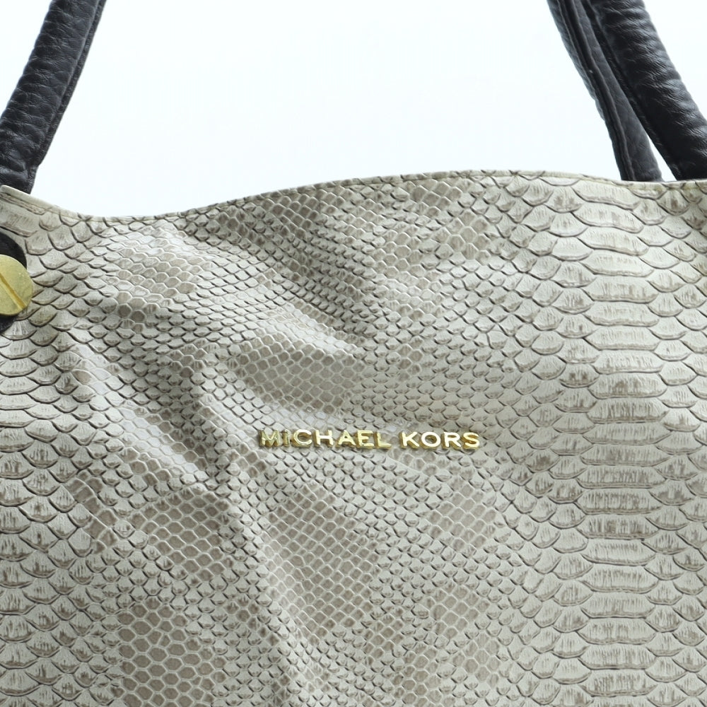 Michael Kors Womens Beige Polyurethane Shoulder Bag Size Large - Snakeskin Pattern