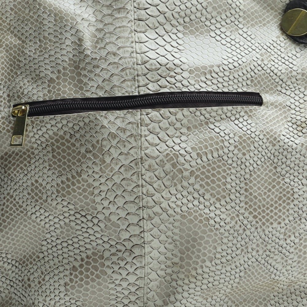 Michael Kors Womens Beige Polyurethane Shoulder Bag Size Large - Snakeskin Pattern