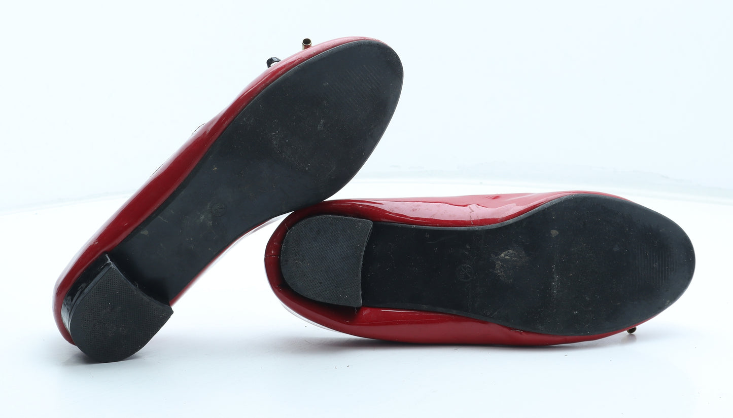 Fiore Womens Red Synthetic Ballet Flat UK