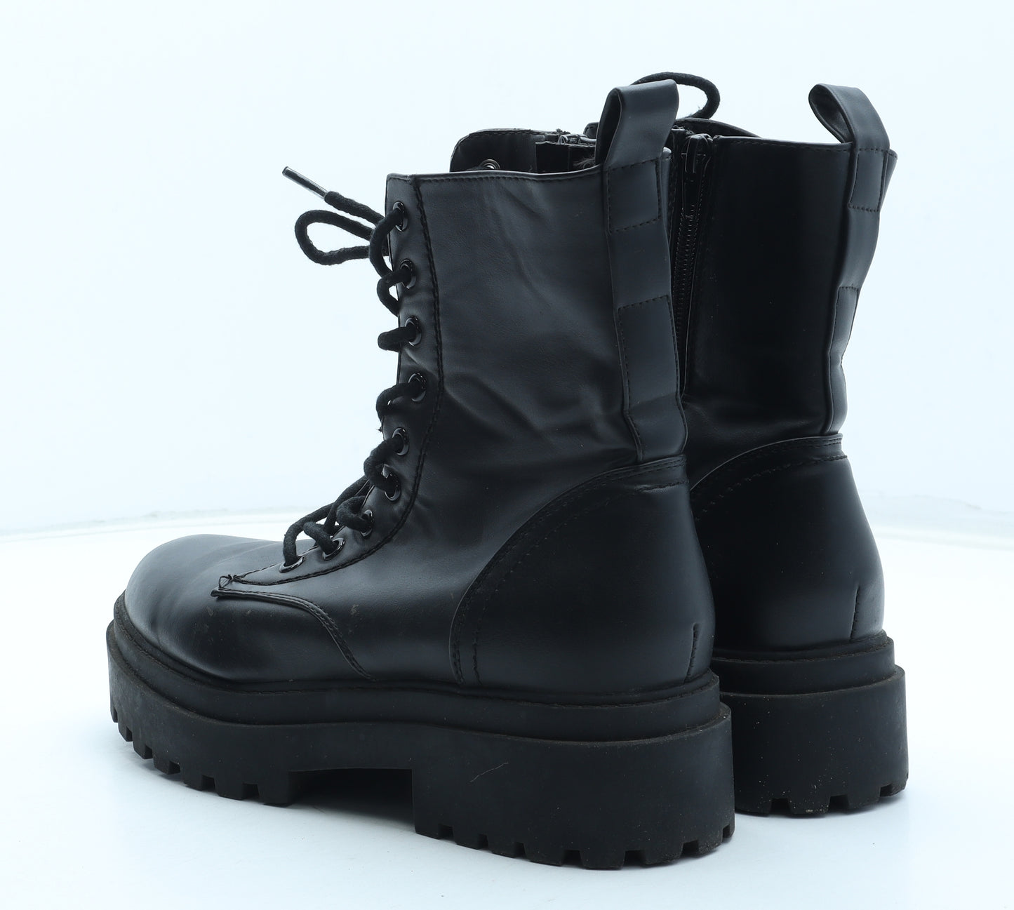 Primark Womens Black Polyurethane Biker Boot UK