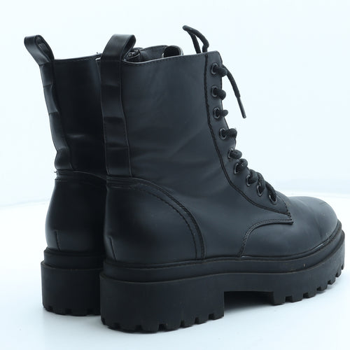 Primark Womens Black Polyurethane Biker Boot UK