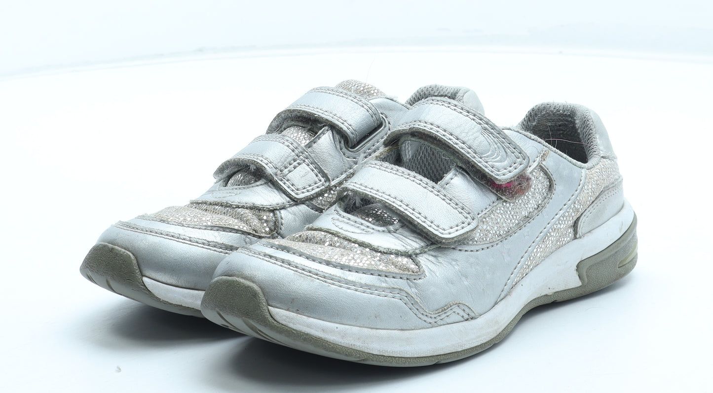Clarks Girls Silver Polyester Trainer UK 12.5