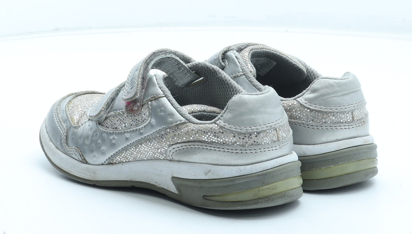 Clarks Girls Silver Polyester Trainer UK 12.5