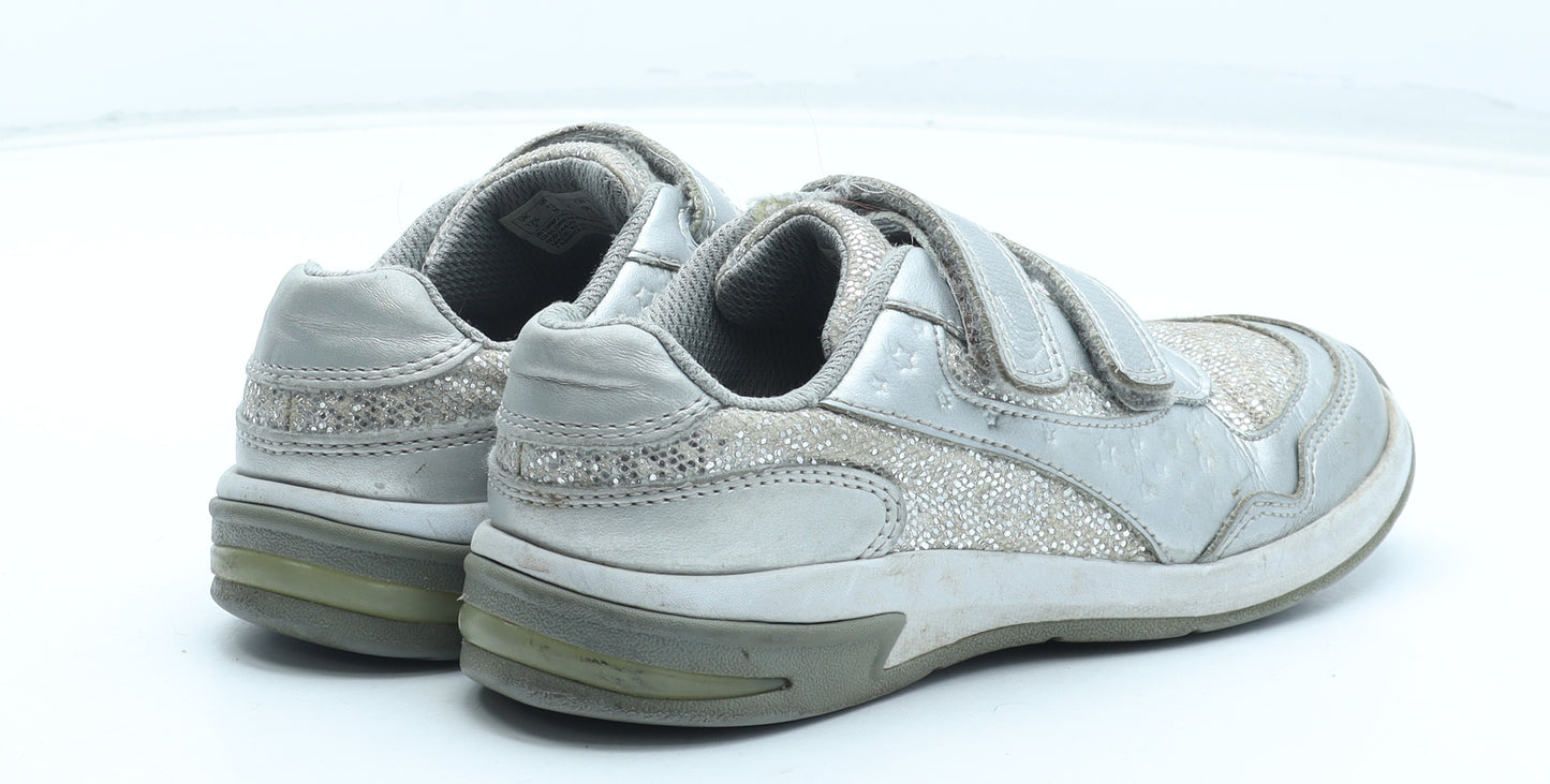 Clarks Girls Silver Polyester Trainer UK 12.5