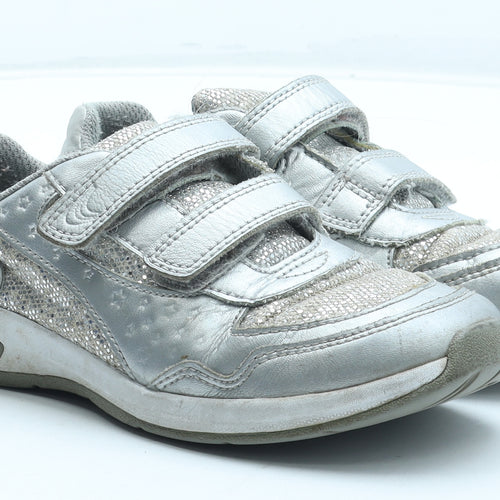 Clarks Girls Silver Polyester Trainer UK 12.5