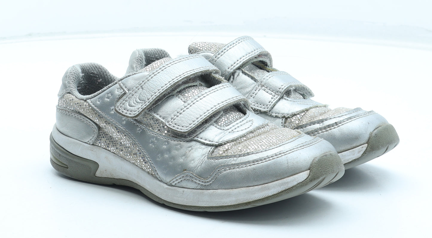 Clarks Girls Silver Polyester Trainer UK 12.5