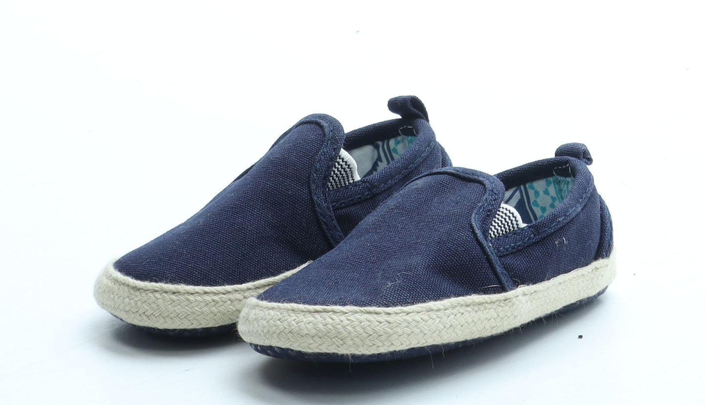 F&F Boys Blue Polyester Espadrille Flat UK 0-6 Months
