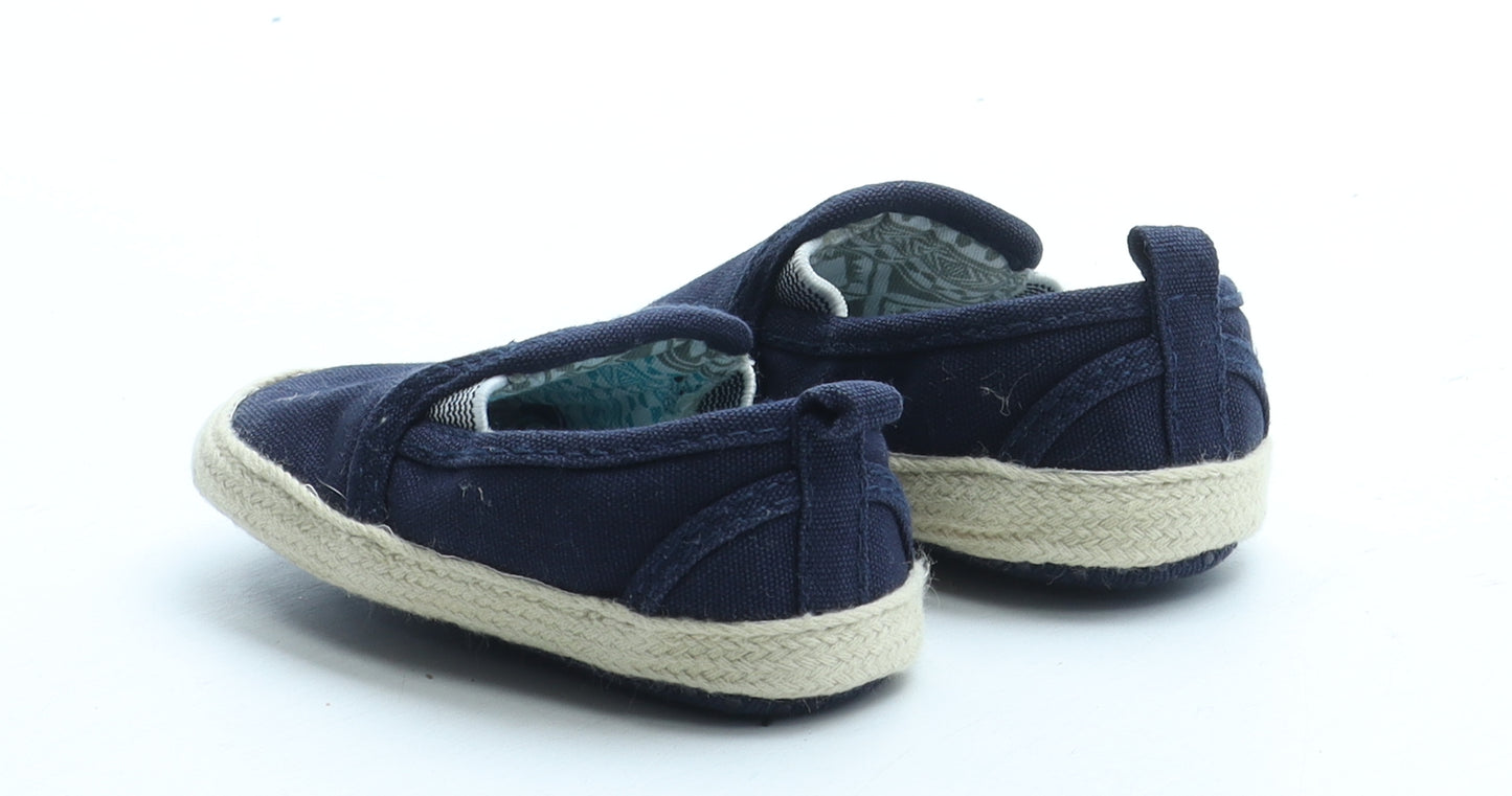 F&F Boys Blue Polyester Espadrille Flat UK 0-6 Months