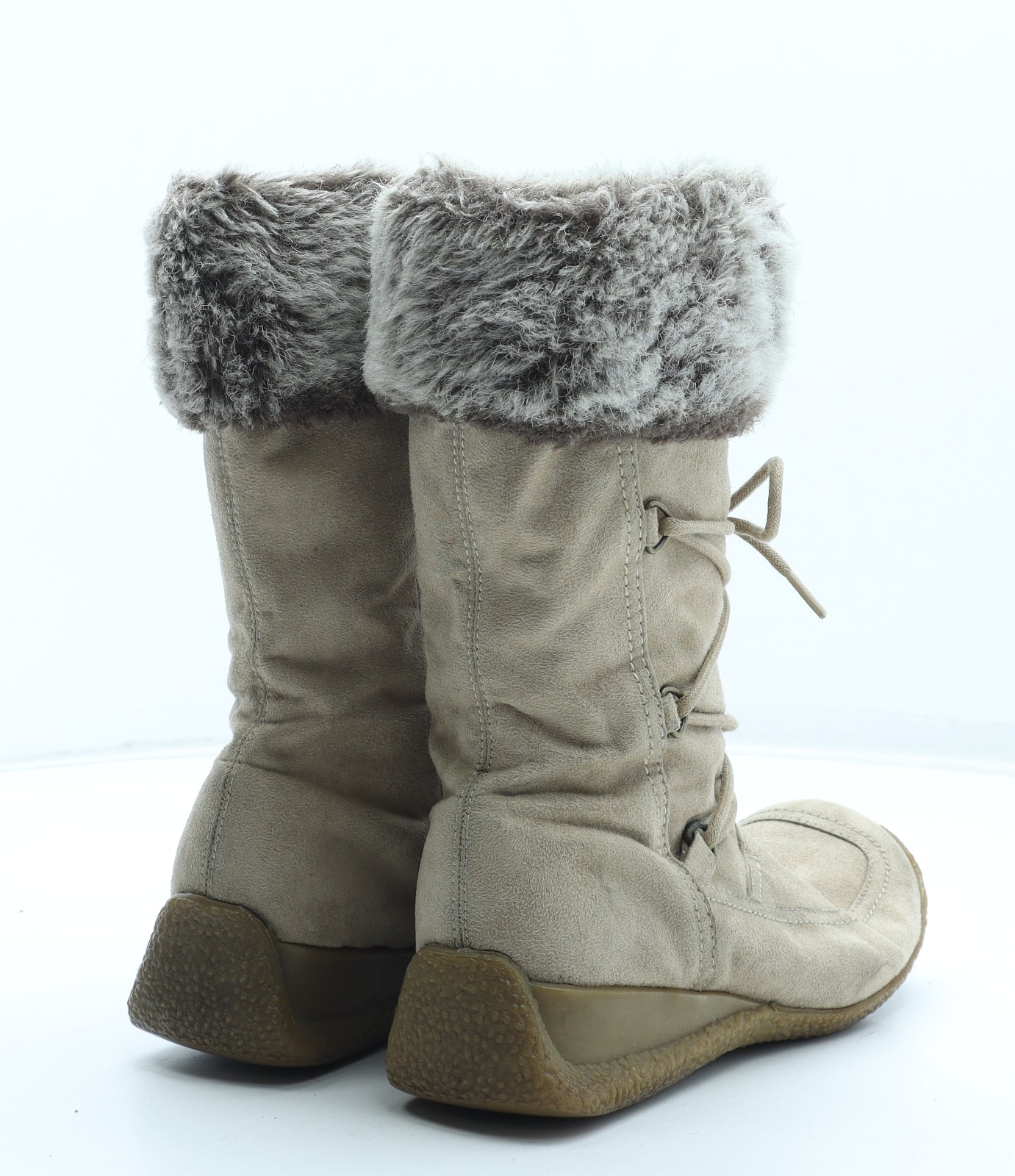 Preworn Womens Beige Leather Shearling Style Boot UK