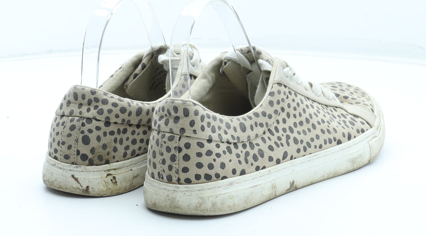 Marks and Spencer Womens Brown Animal Print Polyester Trainer UK - Leopard Pattern