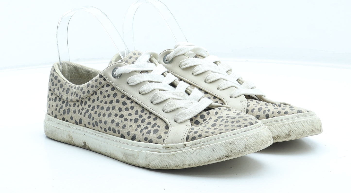 Marks and Spencer Womens Brown Animal Print Polyester Trainer UK - Leopard Pattern