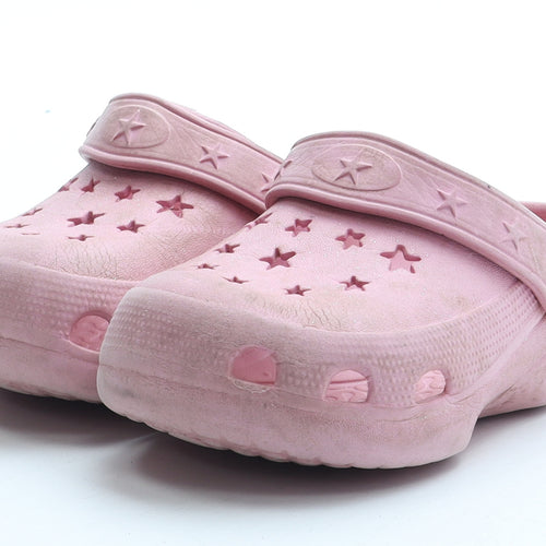 Preworn Girls Pink Geometric Rubber Clog Sandal UK 4 20 - Star Pattern