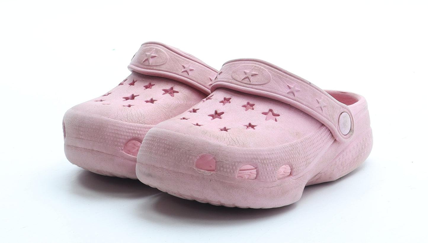 Preworn Girls Pink Geometric Rubber Clog Sandal UK 4 20 - Star Pattern