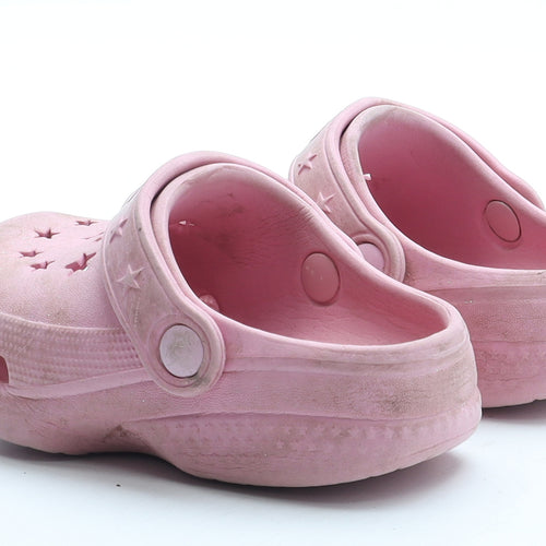 Preworn Girls Pink Geometric Rubber Clog Sandal UK 4 20 - Star Pattern