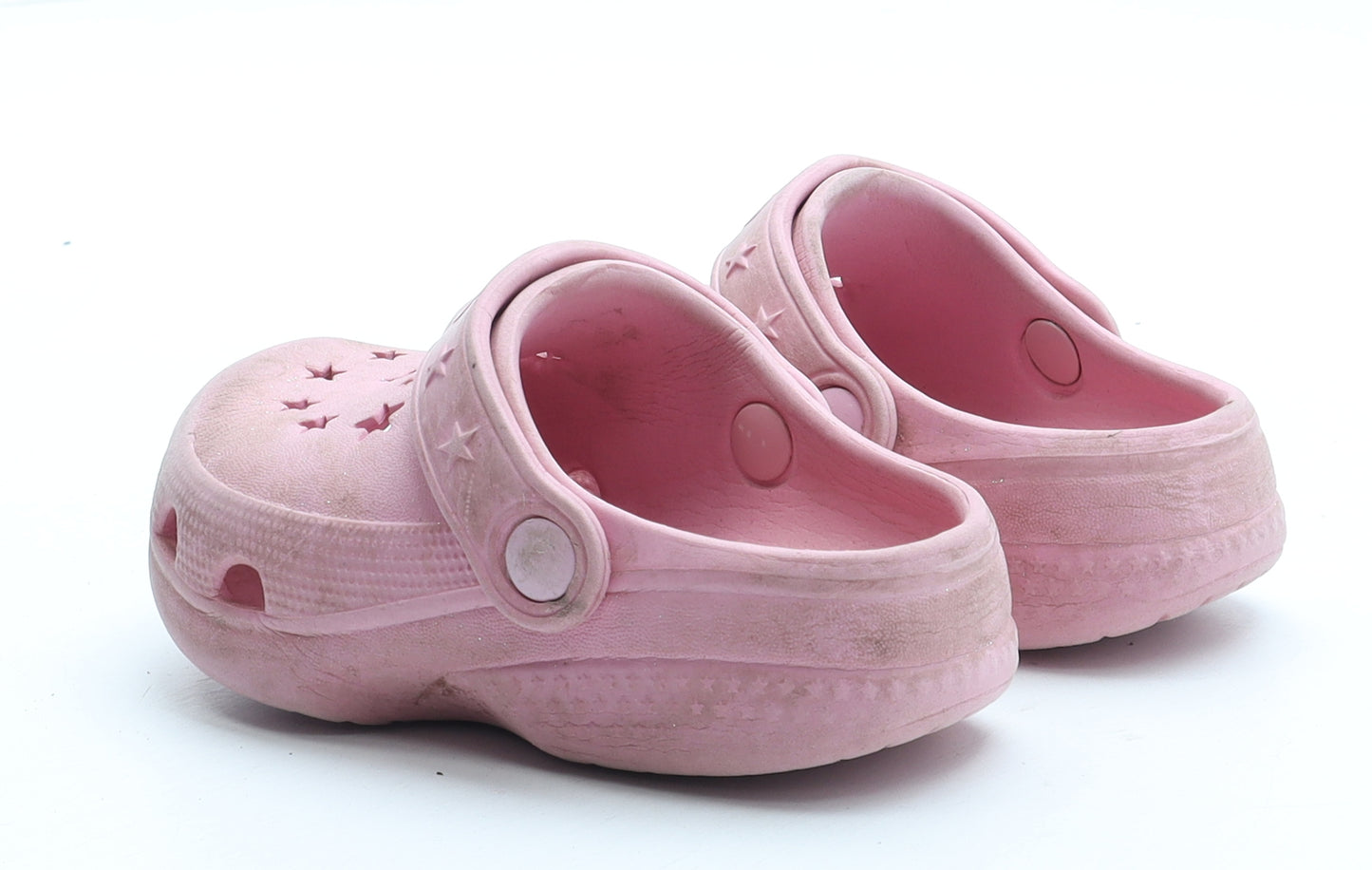 Preworn Girls Pink Geometric Rubber Clog Sandal UK 4 20 - Star Pattern