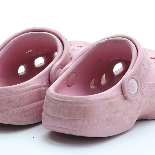 Preworn Girls Pink Geometric Rubber Clog Sandal UK 4 20 - Star Pattern