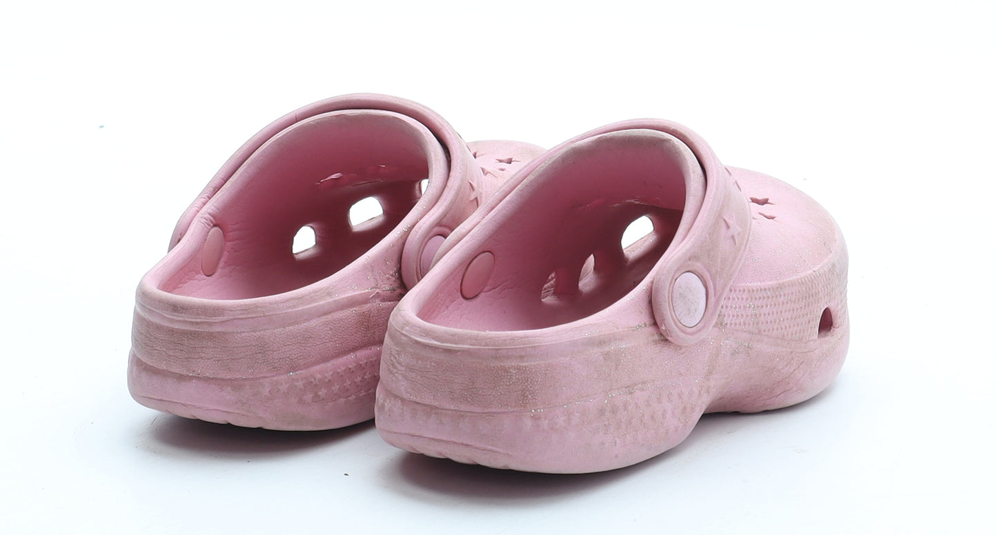Preworn Girls Pink Geometric Rubber Clog Sandal UK 4 20 - Star Pattern