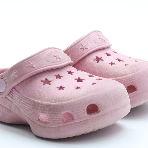 Preworn Girls Pink Geometric Rubber Clog Sandal UK 4 20 - Star Pattern