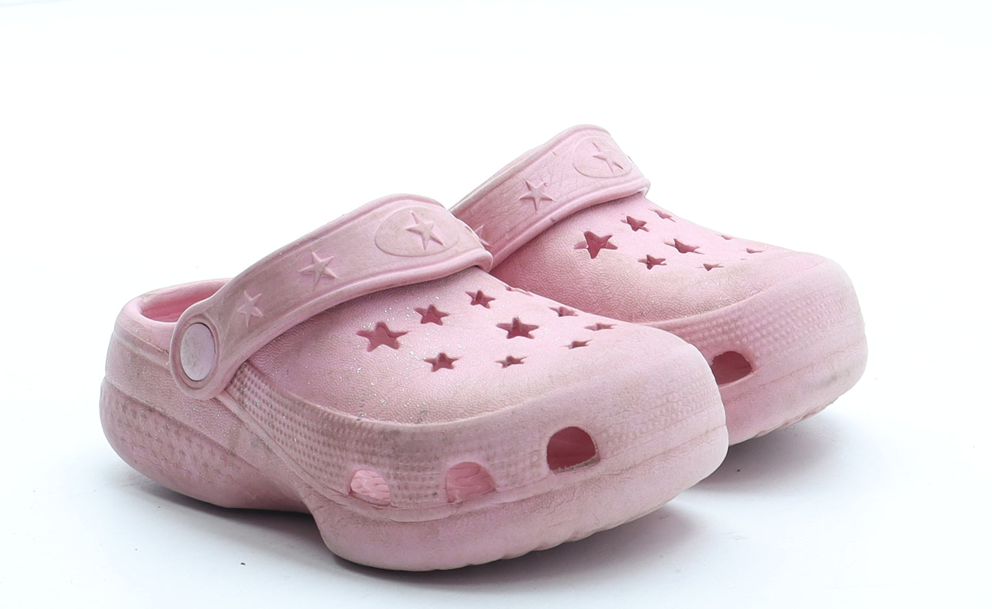 Preworn Girls Pink Geometric Rubber Clog Sandal UK 4 20 - Star Pattern