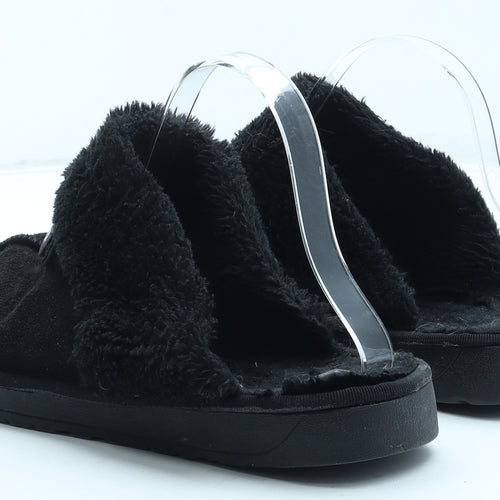 Beafasugg Womens Black Leather Slip On Flat UK - Snow Sliders. Estimate UK size 6