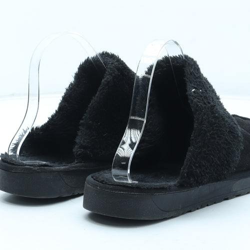 Beafasugg Womens Black Leather Slip On Flat UK - Snow Sliders. Estimate UK size 6
