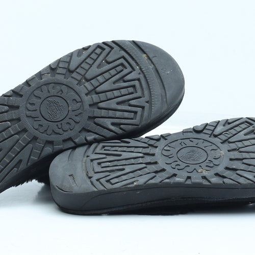 Beafasugg Womens Black Leather Slip On Flat UK - Snow Sliders. Estimate UK size 6